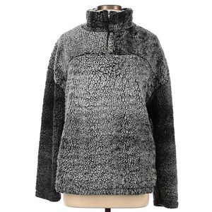 BKE gray long sleeve quarter zip sherpa fleece women's Large fall athleisure